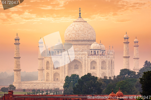 Image of Taj Mahal on sunrise sunset, Agra, India