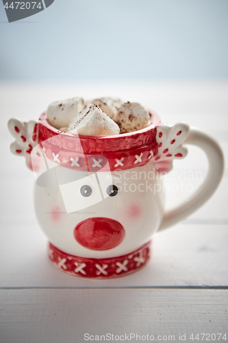 Image of Tasty homemade christmas hot chocolate or cocoa with marshmellows