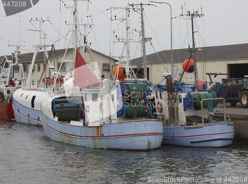 Image of Danish fishing boat in harbour.