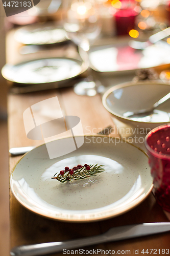 Image of table served for christmas dinner at home