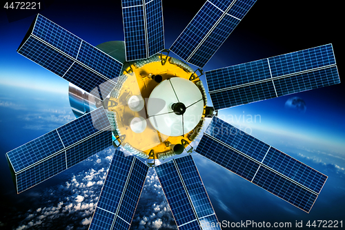 Image of Space satellite over the planet earth