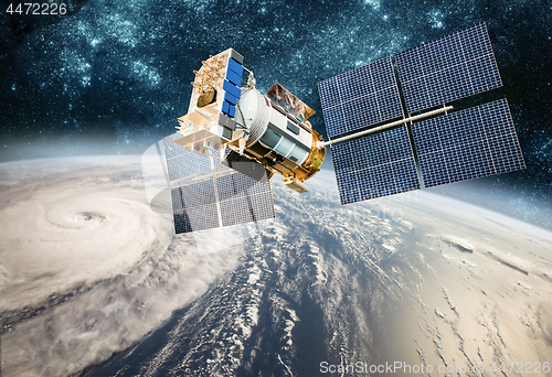 Image of Space satellite monitoring from earth orbit weather from space, 