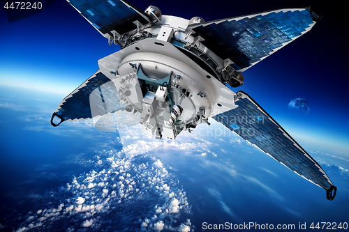 Image of Space satellite over the planet earth