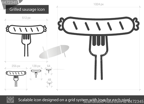 Image of Grilled sausage line icon.