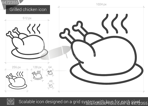 Image of Grilled chicken line icon.