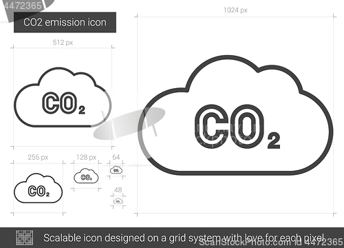 Image of CO2 emission line icon.