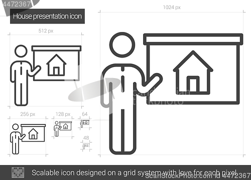 Image of House presentation line icon.