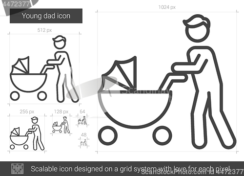 Image of Young dad line icon.