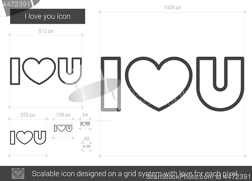 Image of I love you line icon.