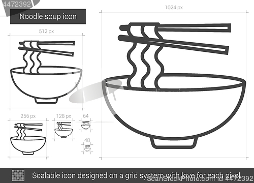 Image of Noodle soup line icon.