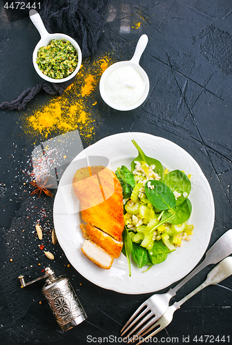 Image of chicken breast with salad