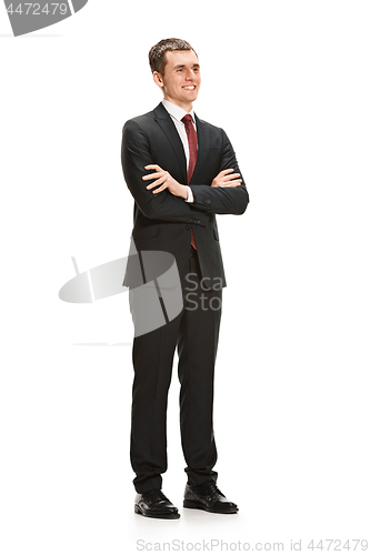 Image of Full body portrait of businessman on white