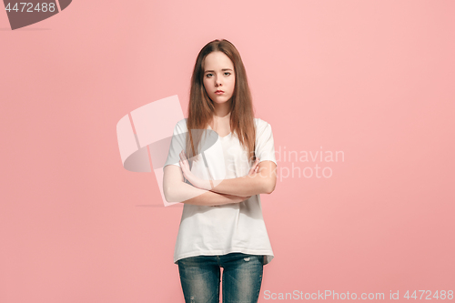 Image of Young serious thoughtful sad teen girl