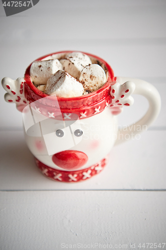 Image of Tasty homemade christmas hot chocolate or cocoa with marshmellows