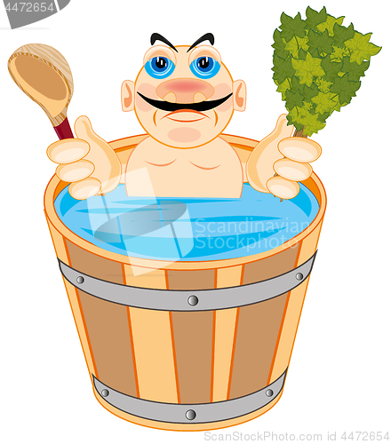 Image of Man is washed in bath with besom