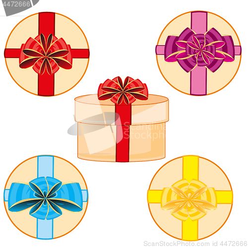 Image of Gift round boxes decorated decorative bow colour