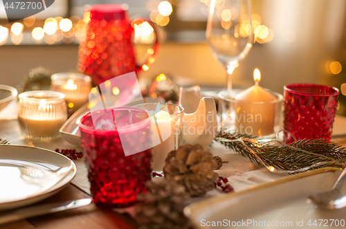 Image of table served for christmas dinner at home