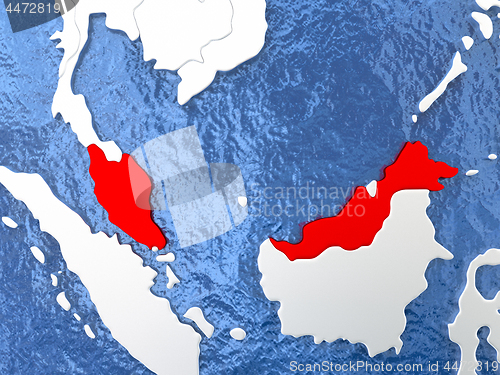 Image of Malaysia on globe