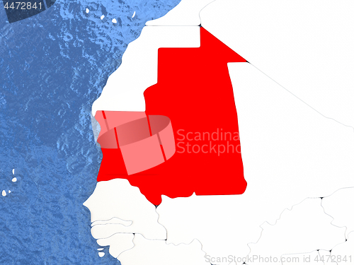 Image of Mauritania on globe