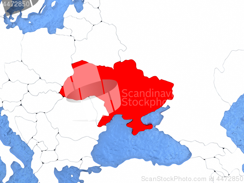 Image of Ukraine on globe