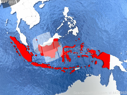 Image of Indonesia on globe