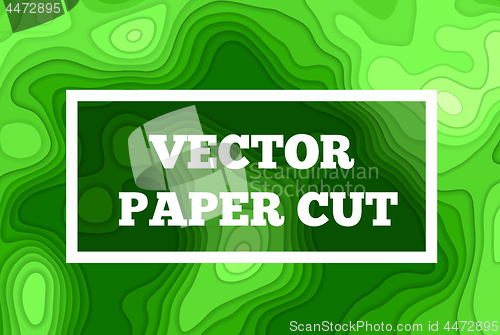 Image of Vector paper cut background. Abstract origami wave design. Topographic illustration