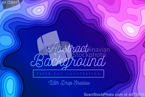 Image of Vector paper cut background. Abstract origami wave design