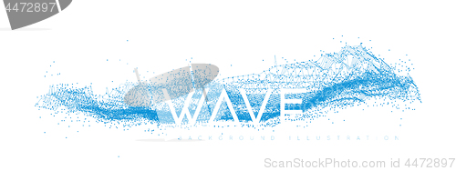 Image of Water wave design consisting of points and lines on a white background. Geometric vector illustration on a white