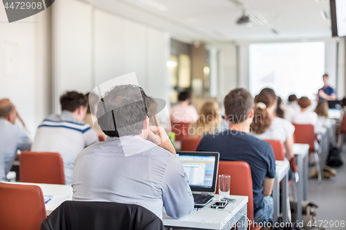 Image of Academic presentation in lecture hall at university.