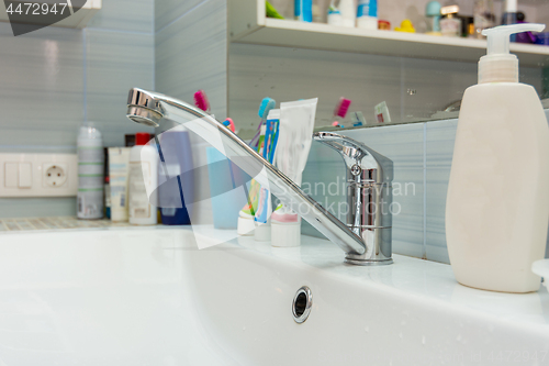 Image of Washbasin faucet in the bathroom