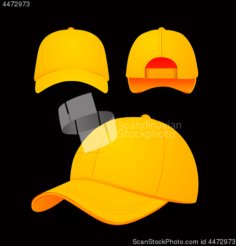 Image of Baseball cap vector illustration on dark background. Mock-up design