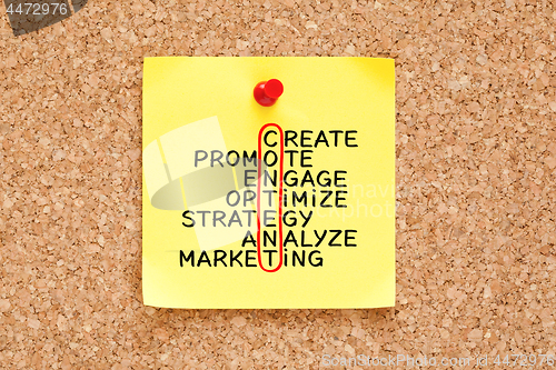 Image of Content Marketing Strategy Crossword Concept Sticky Note