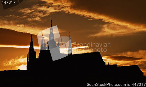 Image of Dusk silhouette of the Prague Castle