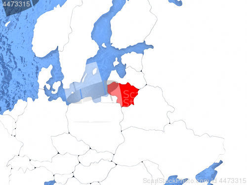 Image of Lithuania on globe