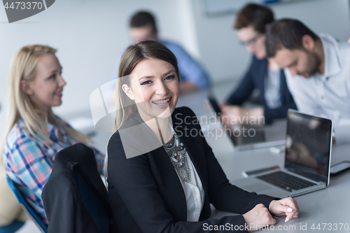 Image of Business Team At A Meeting at modern office building