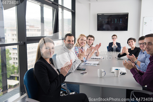 Image of Group of young people meeting in startup office