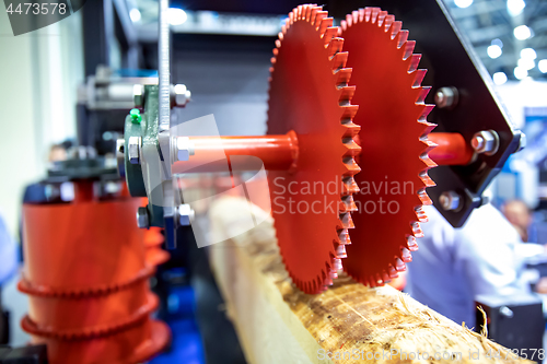 Image of Woodworking wood processing machine, modern technology in the in