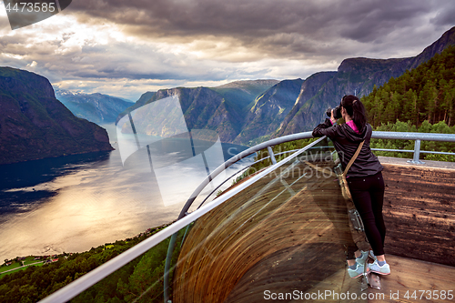 Image of Nature photographer. Stegastein Lookout.