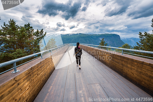 Image of Stegastein Lookout Beautiful Nature Norway observation deck view