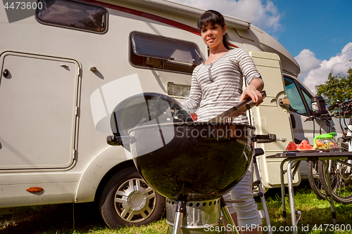 Image of Family vacation travel RV, holiday trip in motorhome, Caravan ca