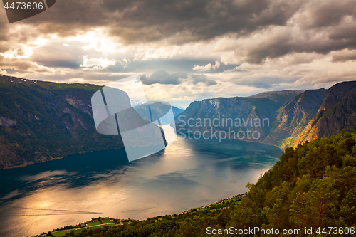 Image of Beautiful Nature Norway Stegastein Lookout.