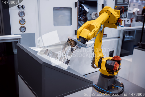 Image of Robotic Arm modern industrial technology. Automated production c