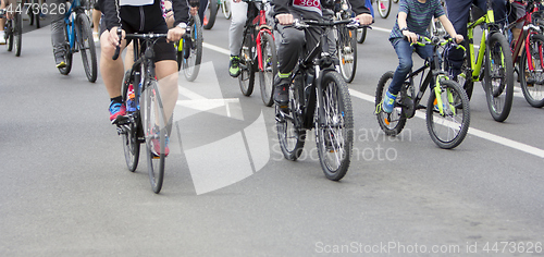 Image of Group of cyclist during at bike street race