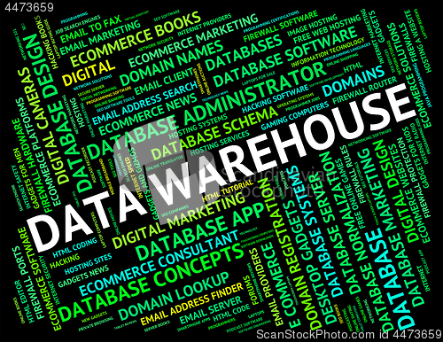 Image of Data Warehouse Means Text Fact And Stockroom