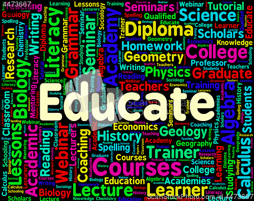 Image of Educate Word Represents Words Studying And Educating