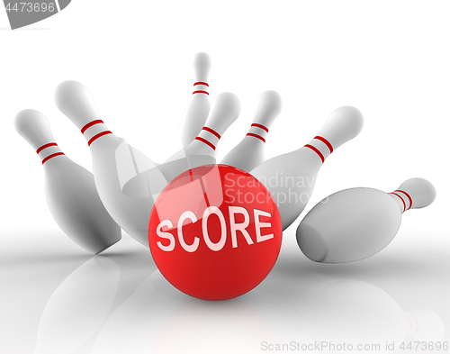 Image of Bowling Score Means Ten Pin And Activity 3d Rendering