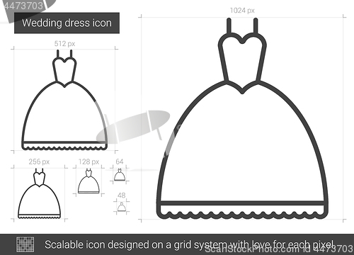 Image of Wedding dress line icon.