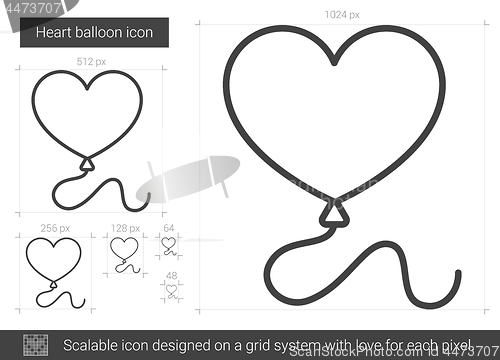 Image of Heart balloon line icon.