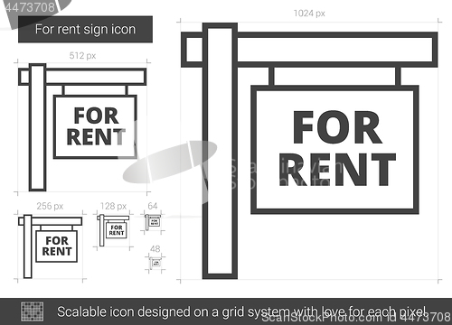 Image of For rent sign line icon.