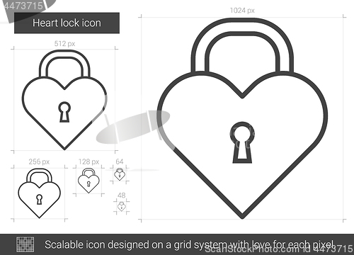 Image of Heart lock line icon.